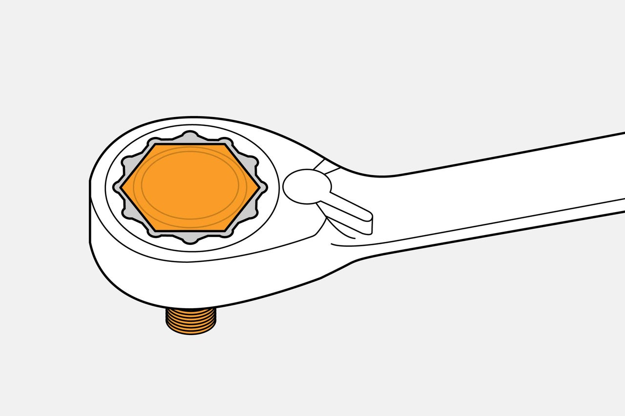 Skiftnyckel med hylsnyckel för skruvar