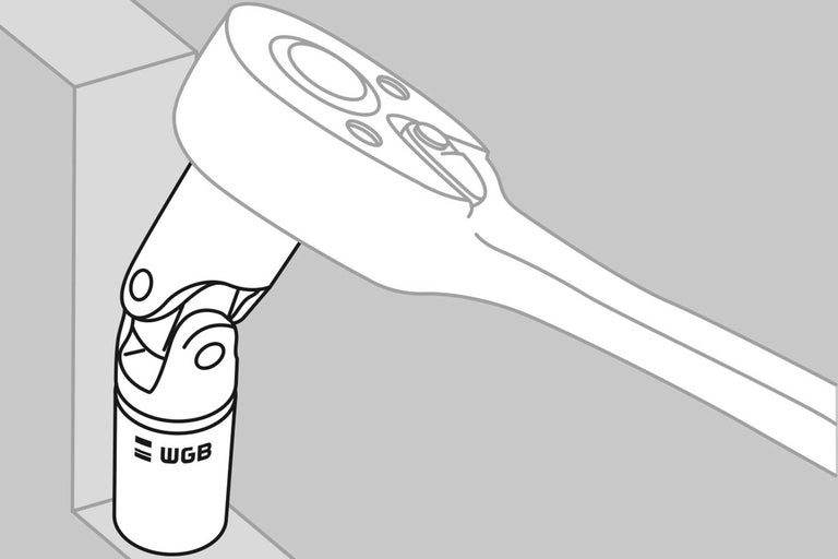 WGB Logotyp på en spärrnyckel med flexibel led