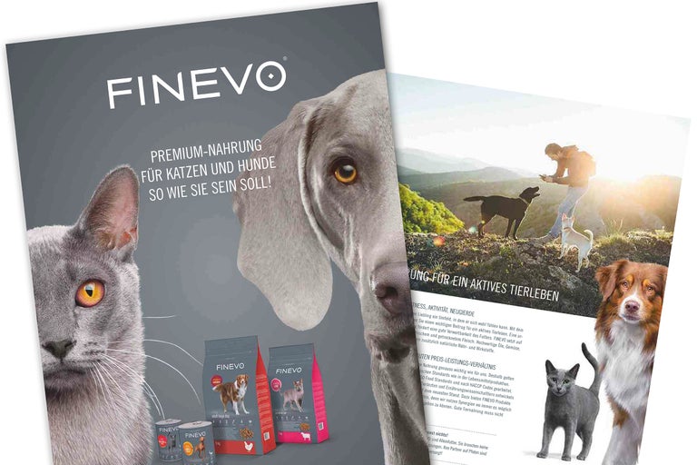 Finevo broschyr för premiumfoder för katter och hundar