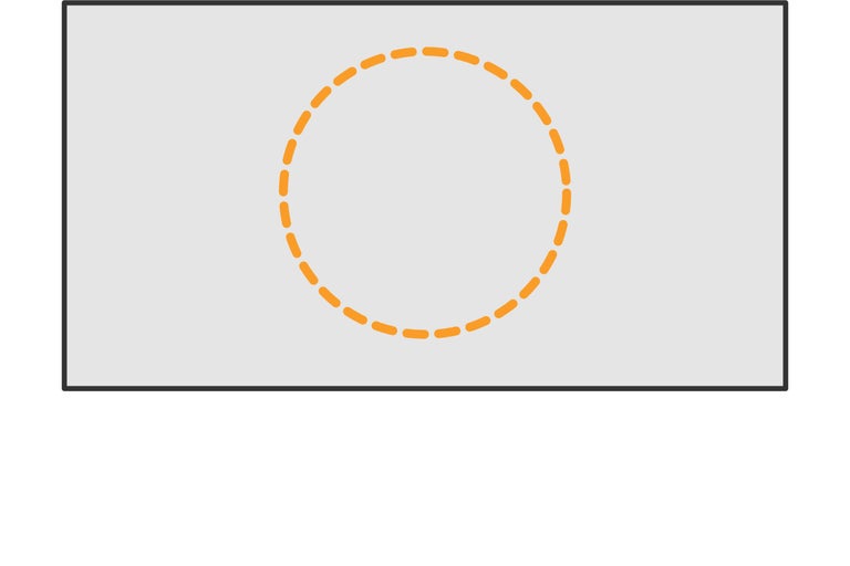 Rektangel med prickad cirkelmarkering