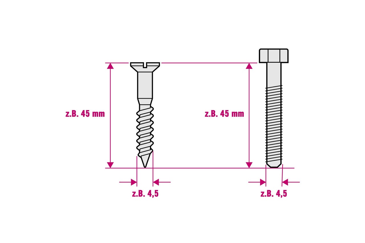 Ritning av skruvar med måttangivelser