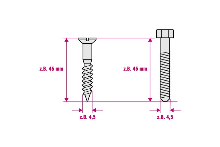 Ritning av skruvar med måttangivelser