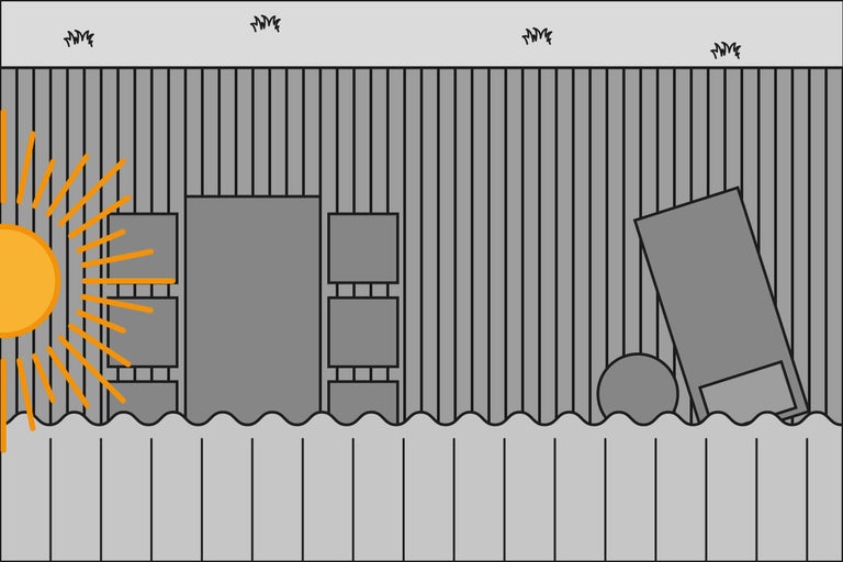 Illustration av ett reningsverk med olika bassänger