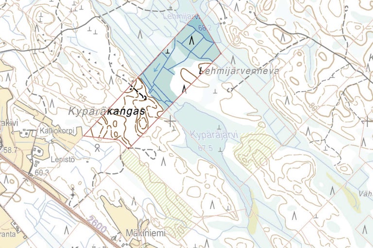 Topografisk karta med terrängformer, vattendrag och ortnamn