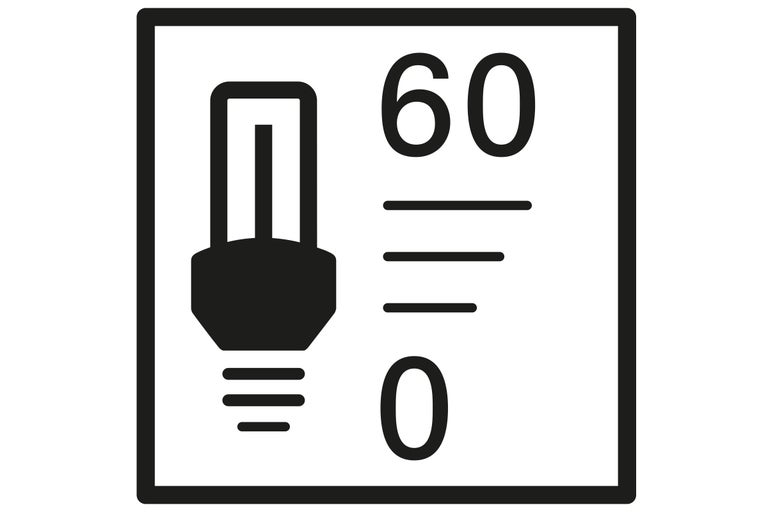 Glödlampssymbol för maximal effekt i watt