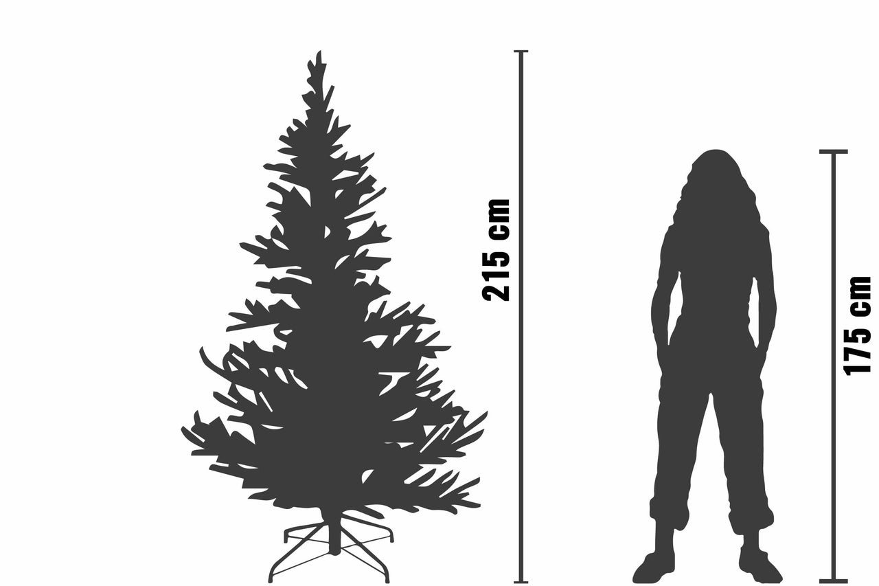 Konstgjord julgran med en höjd på 215 centimeter