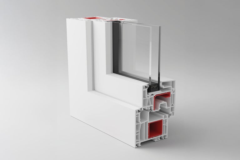 Profilvy av ett plastfönster