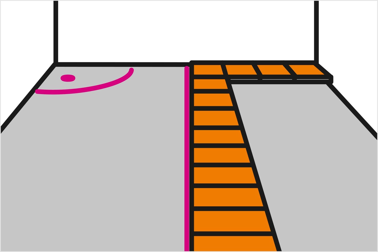 Illustration av golvvärme i ett rum