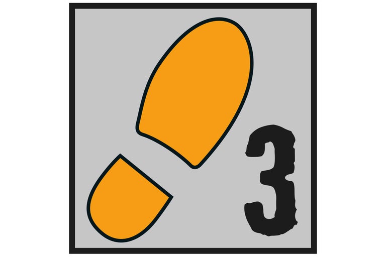 Avståndssymbol tre meter