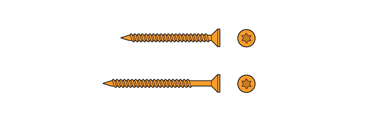 Två träskruvar med Torx-drift