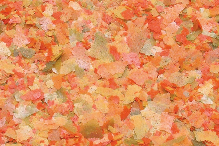 Närbild av fiskfoderflingor