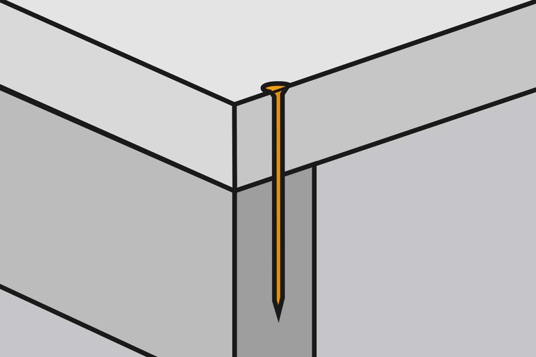 Illustration av en spik som slås in i en yta