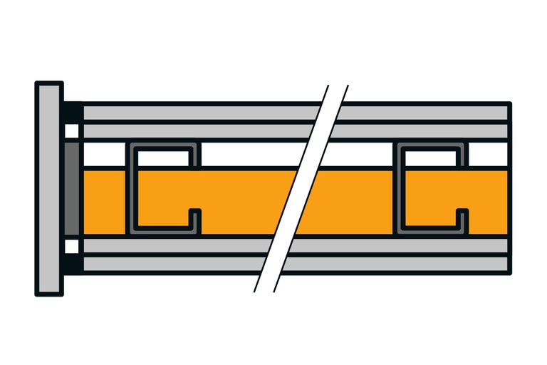 Illustration av en väggkonstruktion med isoleringsmaterial