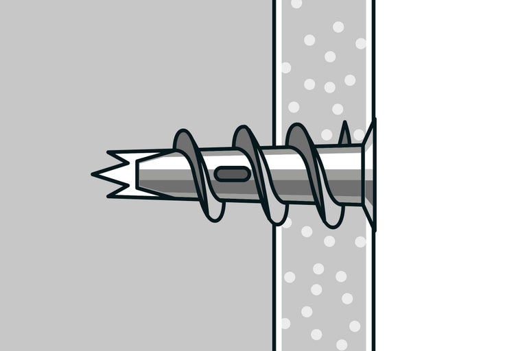 Illustration av en gipsskruv i en vägg