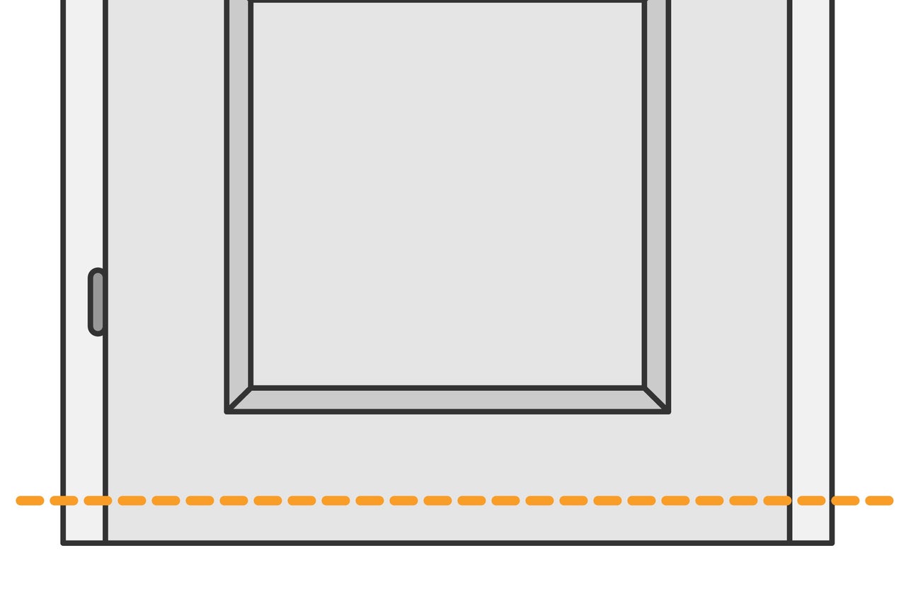 Illustration av en innerdörr med ett dörrhandtag