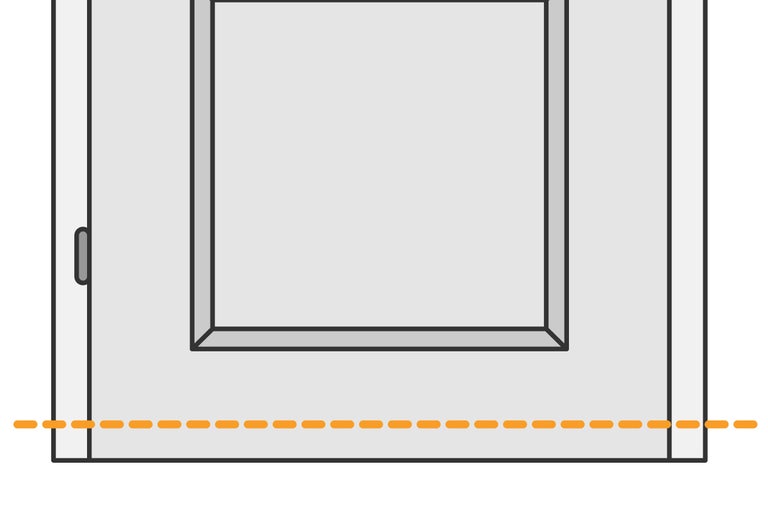 Illustration av en innerdörr med ett dörrhandtag