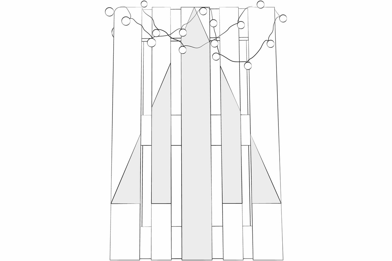 Stiliserad representation av en siluett av en julgran med en ljusslinga