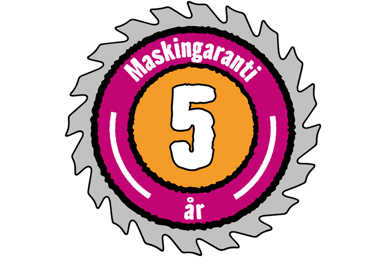 Symbol för fem års maskingaranti.