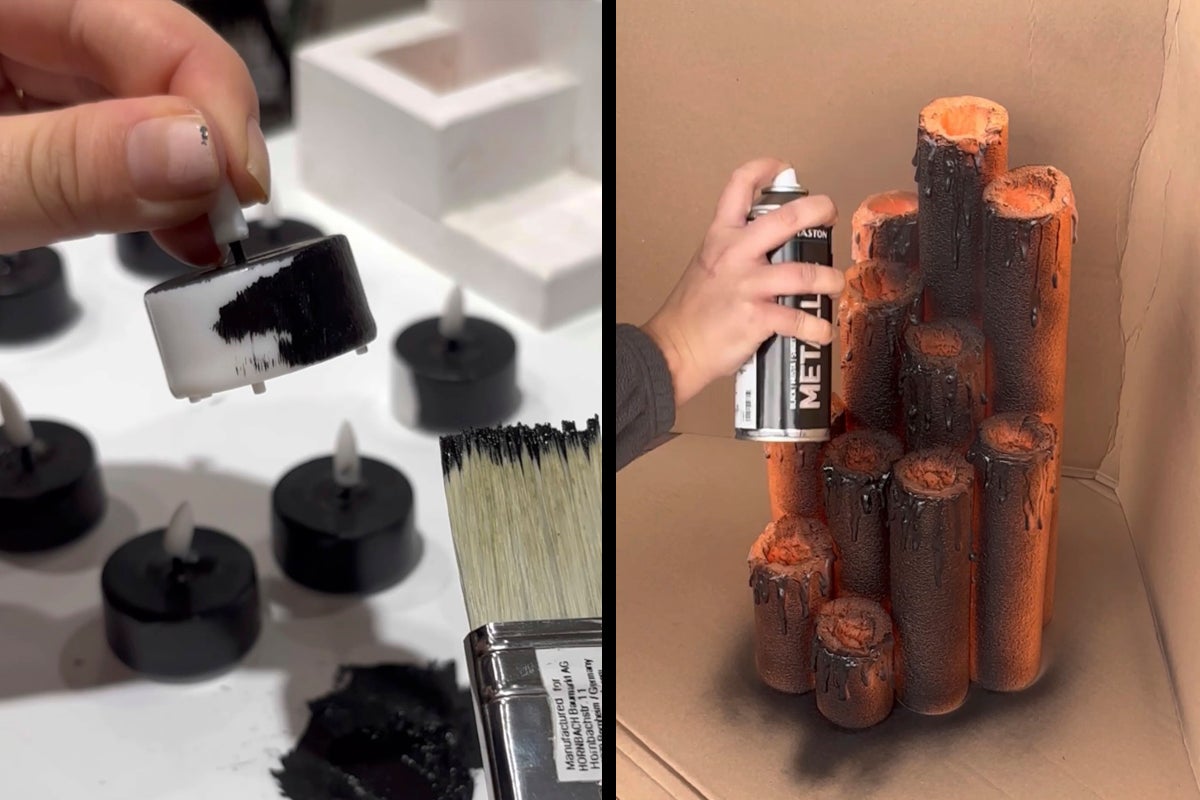 Dekorativa LED-värmeljus bearbetas med färg.