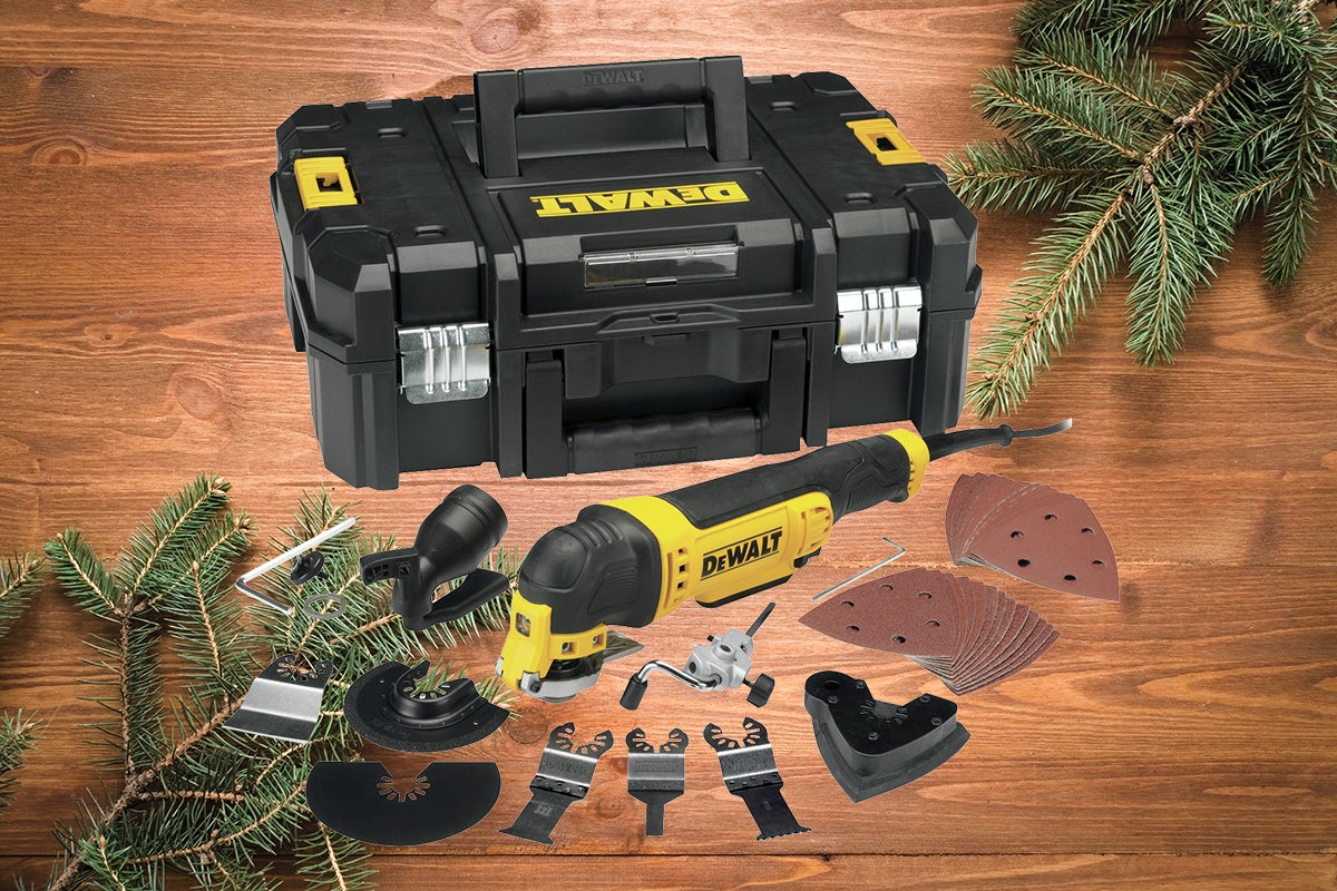 Dewalt multifunktionsverktygsset med tillbehör och verktygslåda