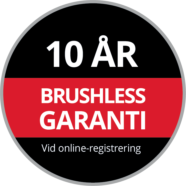 10 års garanti på borstlösa motorer vid onlineregistrering.