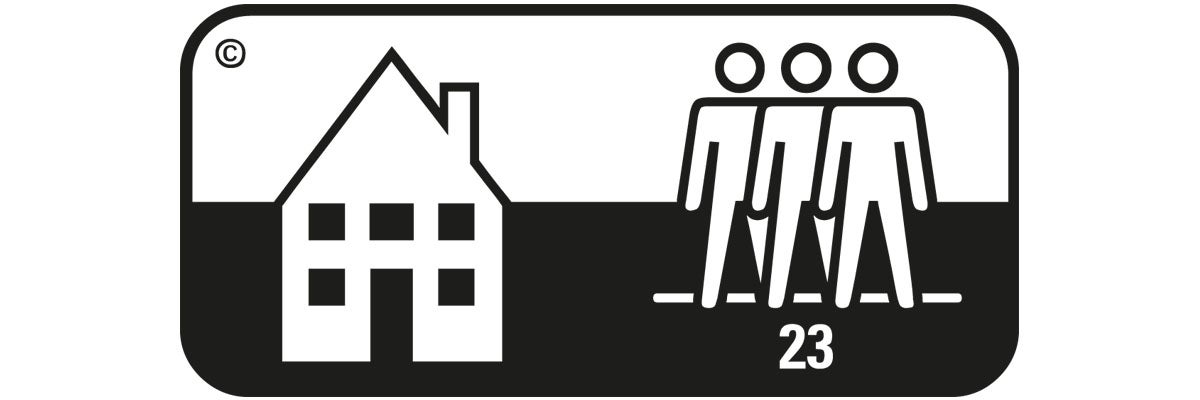 Lämplig för upp till tre personer i ett hus