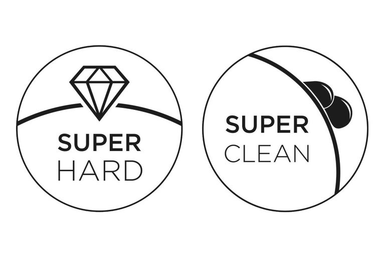 Symbol för hög hårdhet och symbol för hög rengöringskraft