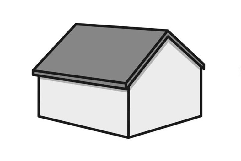Husillustration med sadeltak