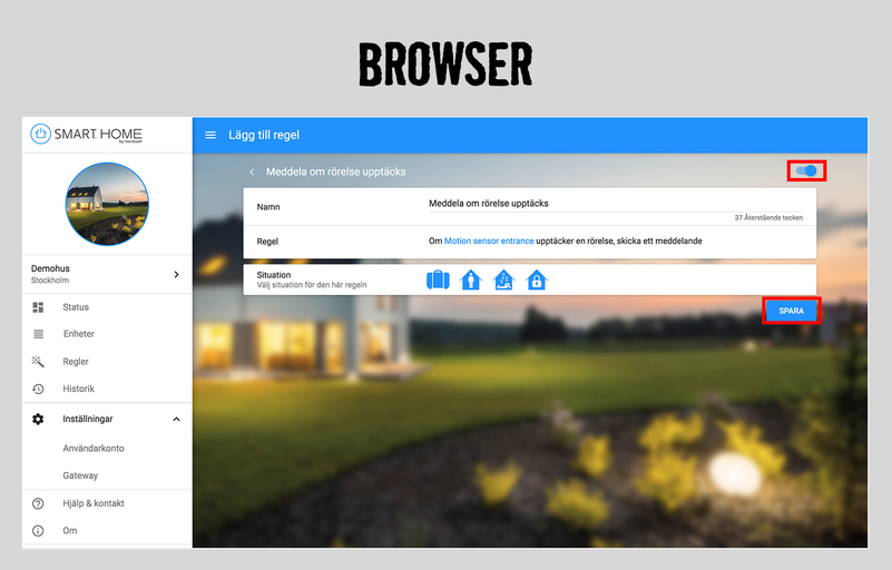 Smart Home-app för att styra enheter