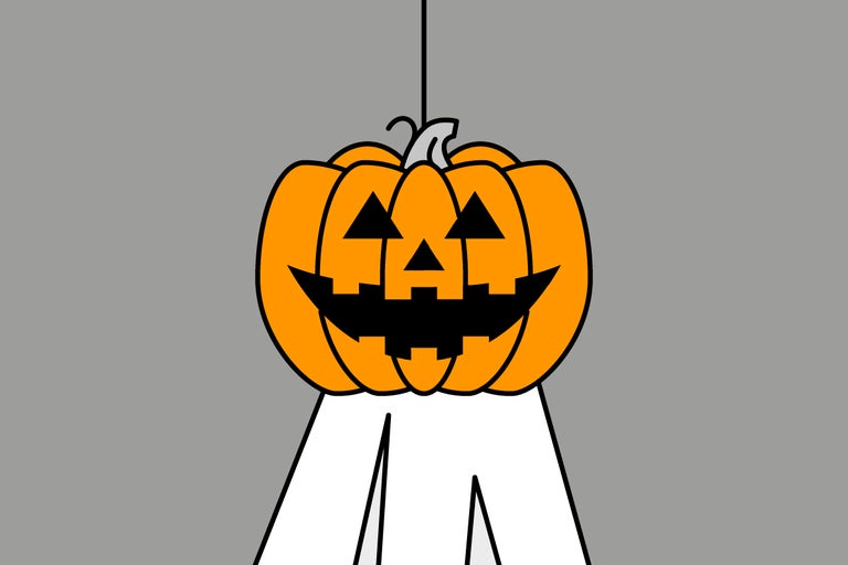 Halloweendekoration med pumpa och spöke