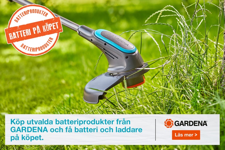 Gardena batteritrimmer i gräset