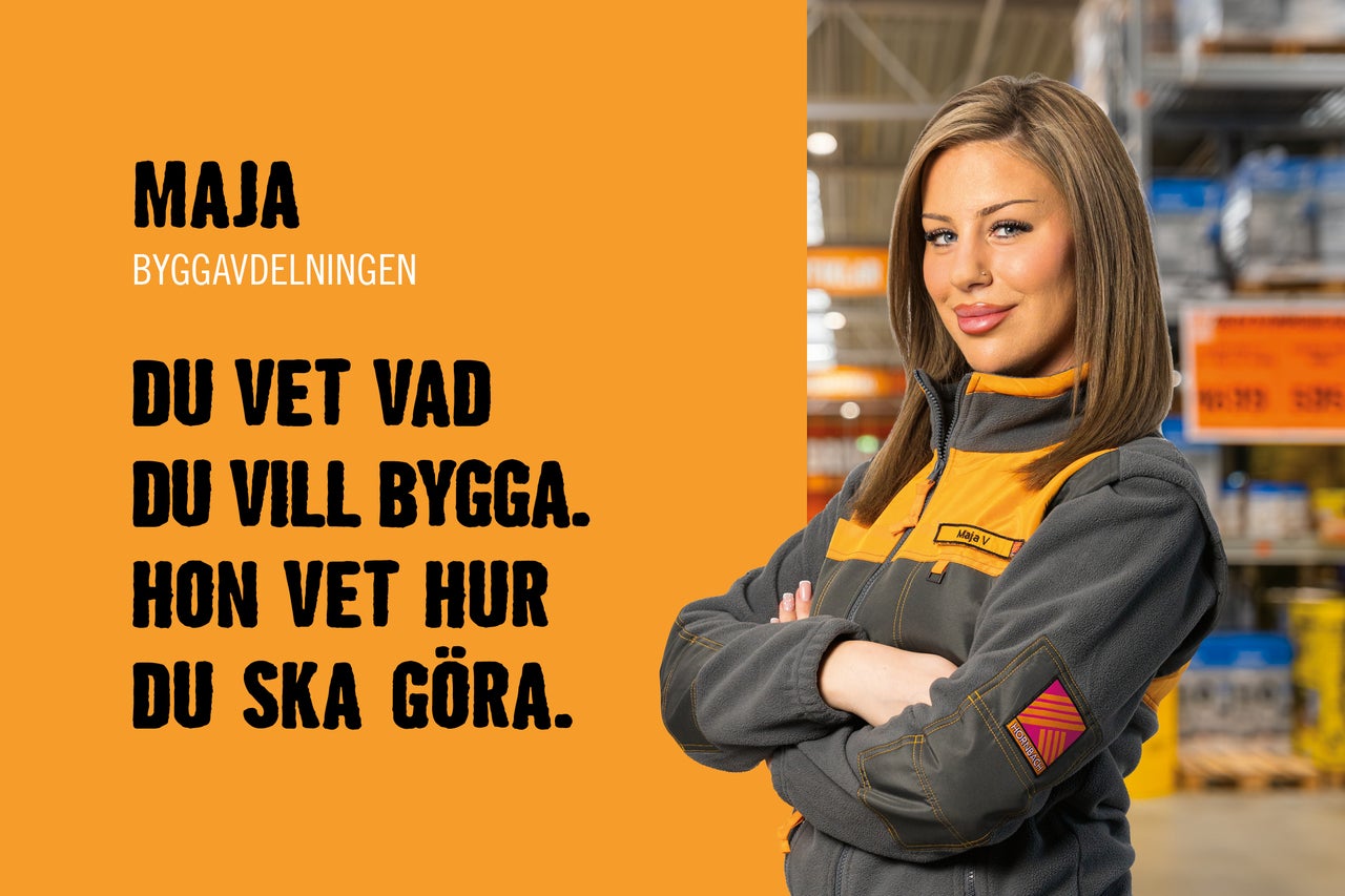 Medarbetare Maja från Hornbach på byggmarknaden.