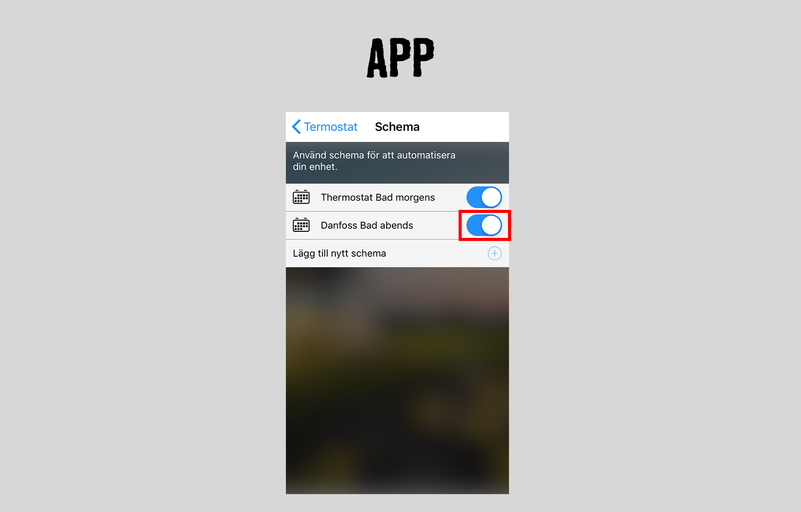 App-vy med termostatinställningar