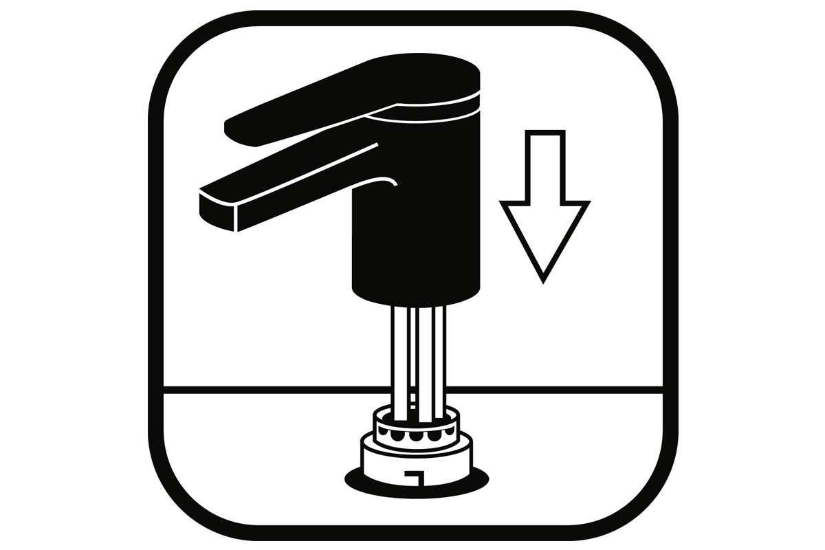 Symbol för att trycka ned en vattenkranventil