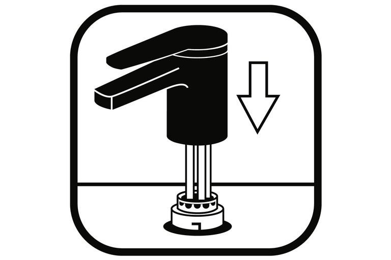 Symbol för att trycka ned en vattenkranventil