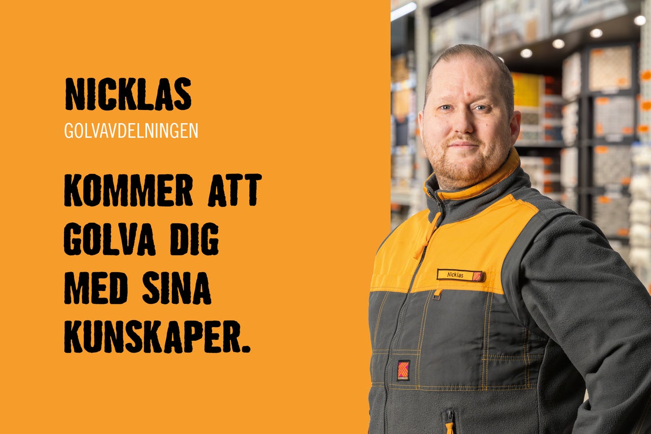 Foto av en Hornbach-medarbetare på golvavdelningen