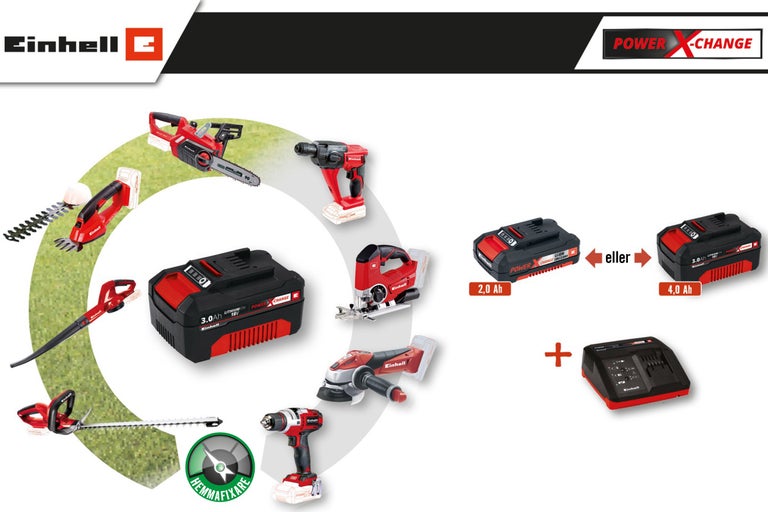 Einhell batteridrivna verktyg och laddare från Power X-Change-serien