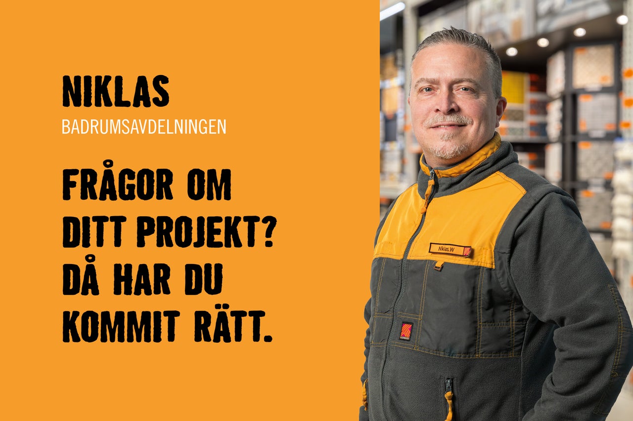 Niklas från Hornbachs badrumsavdelning finns till hands för att svara på alla dina frågor om ditt projekt.