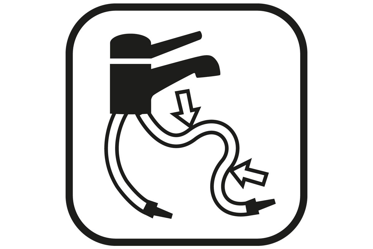 Symbol för flexibla slangar för anslutning av armatur