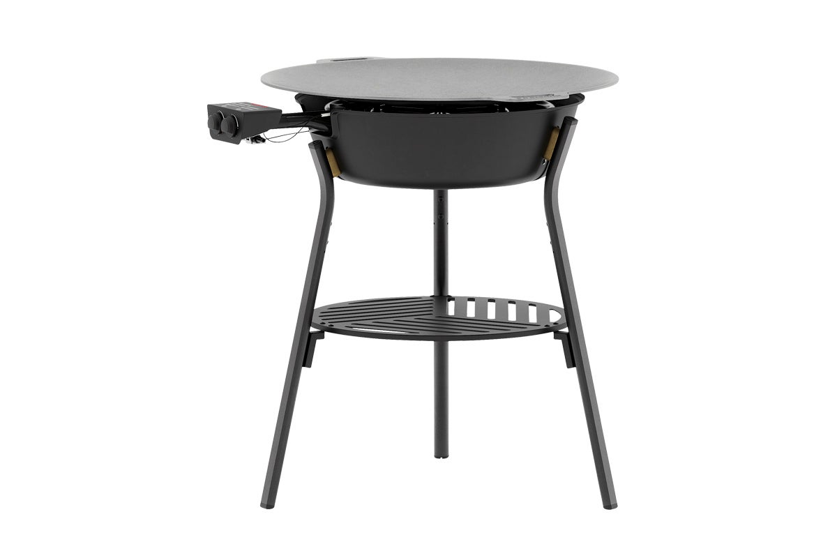 Plancha grill med stålram och rund grillplatta