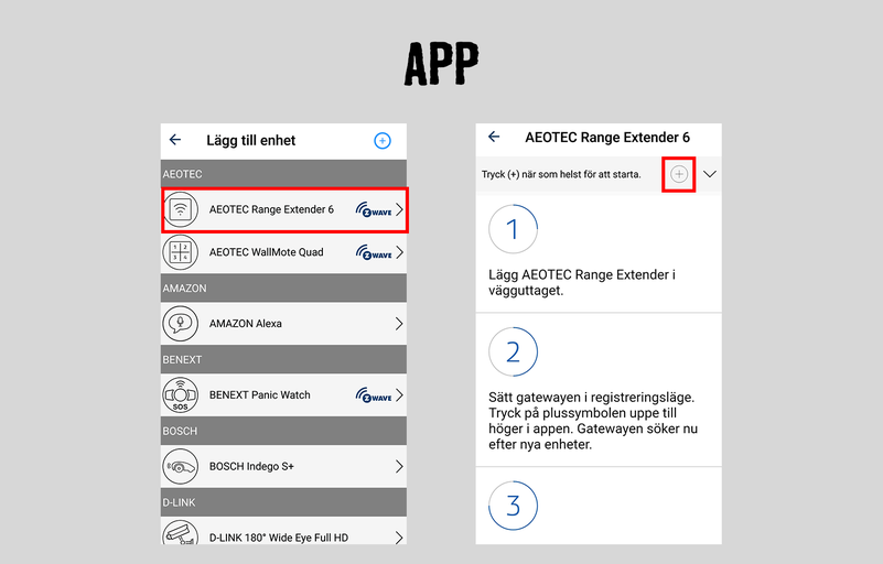 Appvy med instruktioner för att lägga till en Aeotec Range Extender