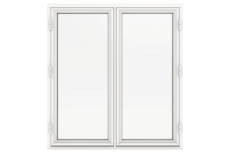 Dubbelfönster med transparent glas och ram