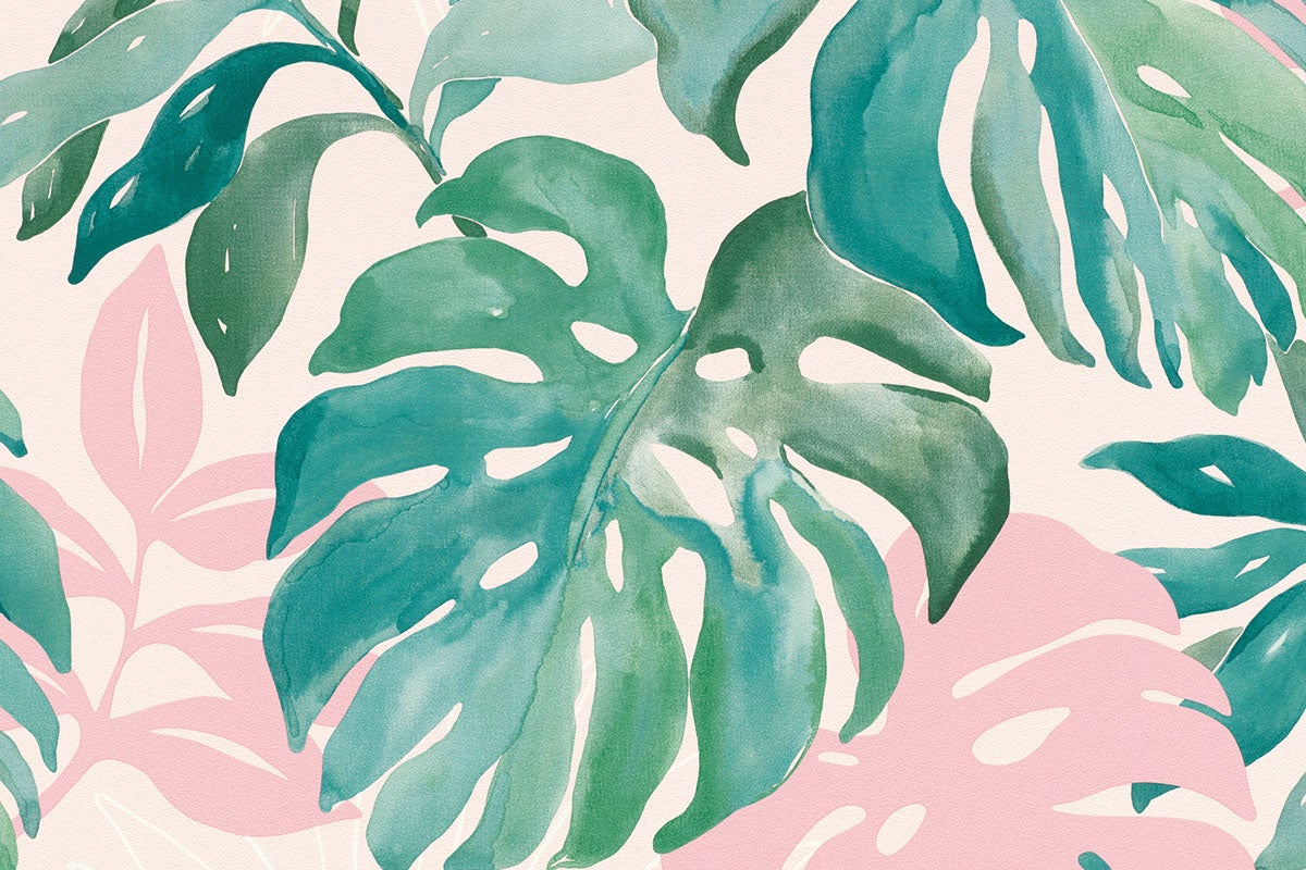 Illustration med Monstera blad