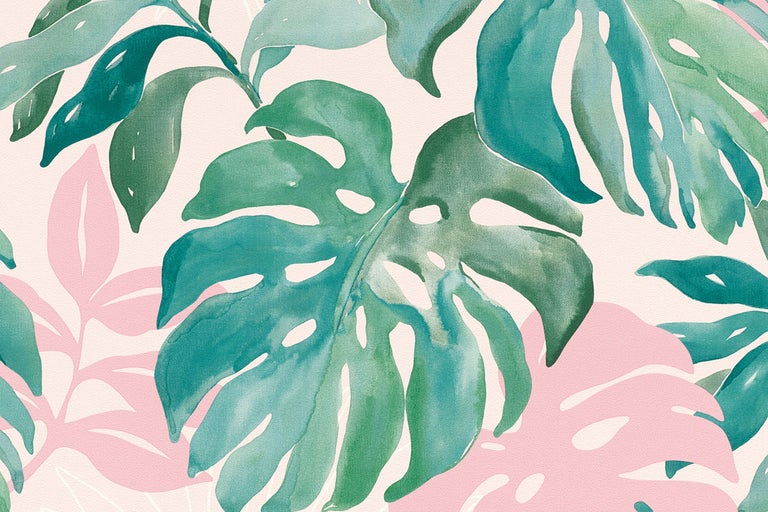 Illustration med Monstera blad