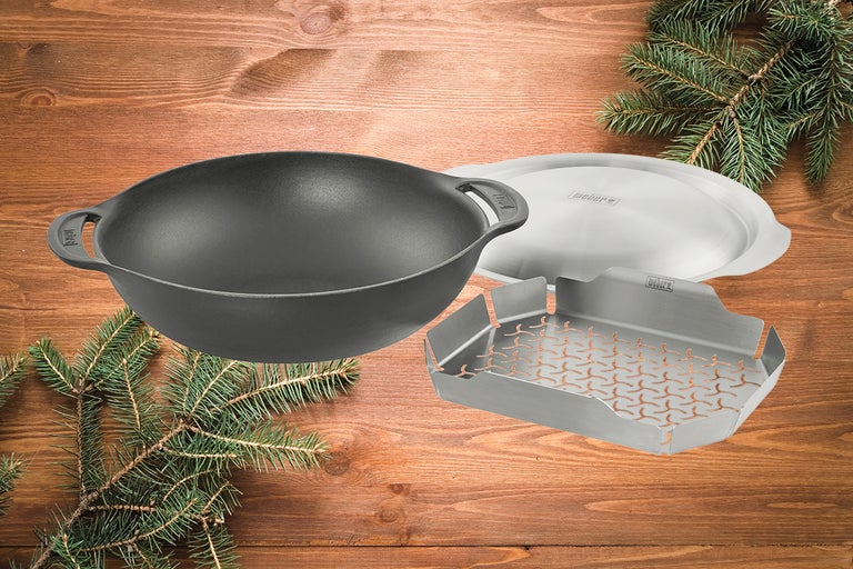 Weber Wok Set med wokpanna i gjutjärn, lock och grillgaller