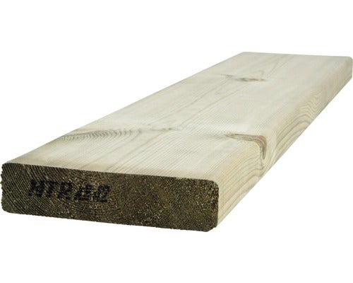 Träplanka med avrundade kanter och synlig ådring.