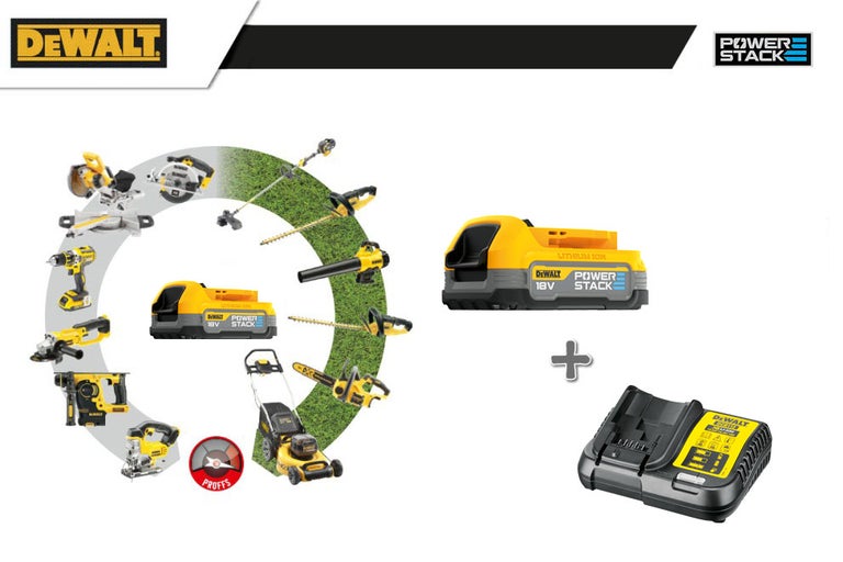 DeWalt Power Stack batteri med laddare och verktyg