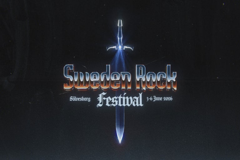 Sweden Rock Festival logotyp med ett vertikalt svärd, Sölvesborg, 3 till 6 juni 2026.