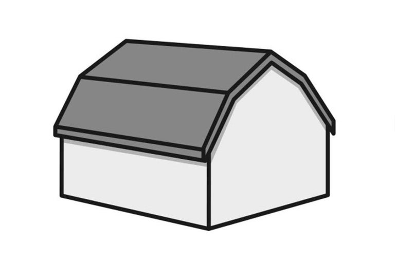 Illustration av ett trädgårdshus med sadeltak