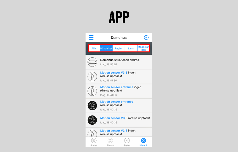 Appvy med notiser och sensorinformation
